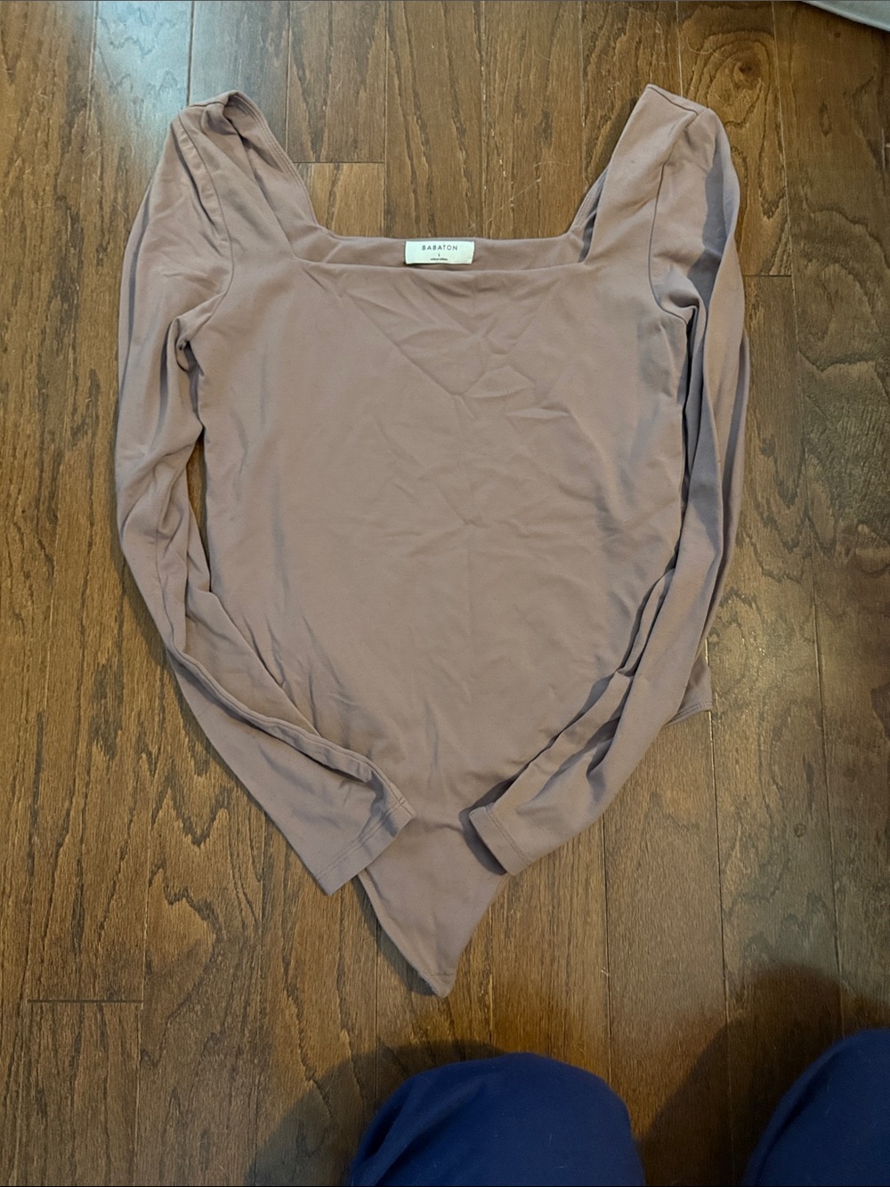 Babaton Dusty Mauve Square Neck Long-Sleeve Bodysuit